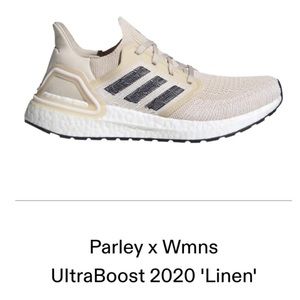 Adidas Ultraboost Parley Linen Womens Running Shoes size 7.5 pale pink Tan Blue